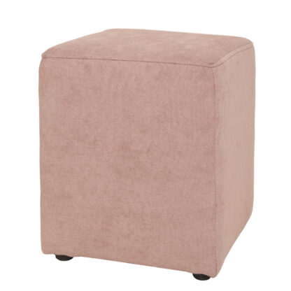 Taburet Cube, roz, stofa, 45x38x38 cm