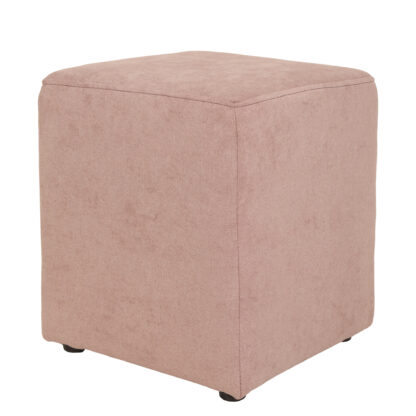 Taburet Cube, roz, stofa, 45x38x38 cm - imagine 3