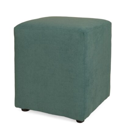 Taburet Cube, turcoaz, stofa, 45x38x38 cm