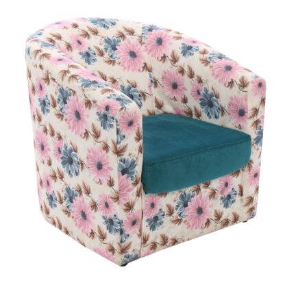 Fotoliu Tudor Floral, turcoaz, stofa, 68x67x75 - imagine 2