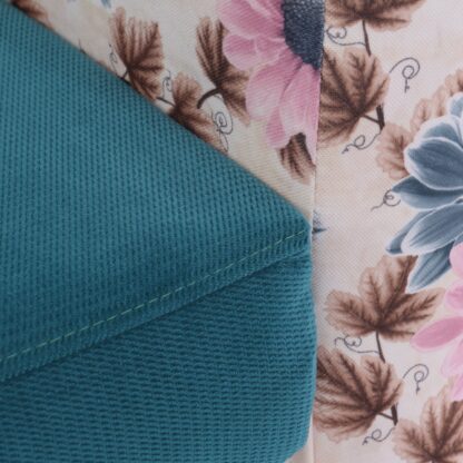 Fotoliu Tudor Floral, turcoaz, stofa, 68x67x75 - imagine 3