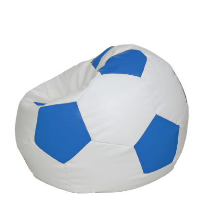 Fotoliu tip minge Mondo Ball, Bean Bag, alb-albastru, imitatie piele, 74 cm - imagine 4