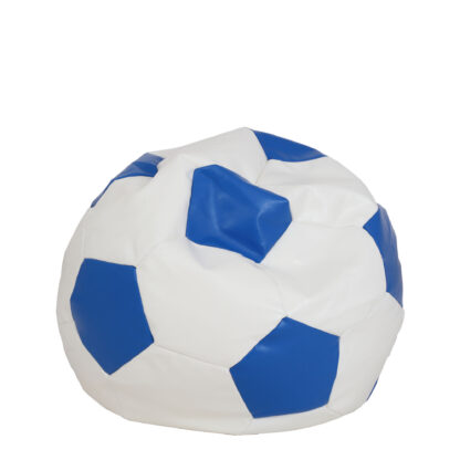 Fotoliu tip minge Extra Ball (XL), Bean Bag, alb-albastru, imitatie piele, 87 cm