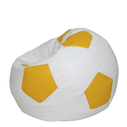 Fotoliu tip minge Mondo Ball, Bean Bag, alb-galben, imitatie piele, 74 cm - imagine 2