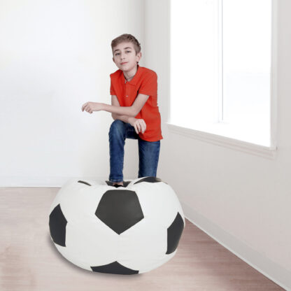 Fotoliu tip minge Mondo Ball, Bean Bag, alb-negru, imitatie piele, 74 cm - imagine 5