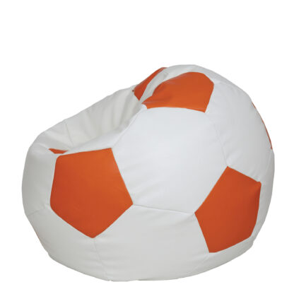 Fotoliu tip minge Mondo Ball, Bean Bag, alb-portocaliu, imitatie piele, 74 cm - imagine 4
