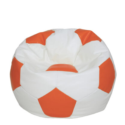 Fotoliu tip minge Mondo Ball, Bean Bag, alb-portocaliu, imitatie piele, 74 cm