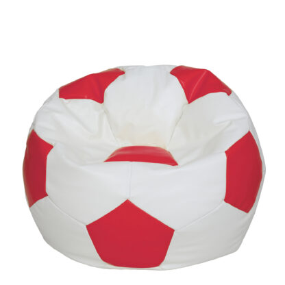 Fotoliu tip minge Mondo Ball, Bean Bag, alb-rosu, imitatie piele, 74 cm