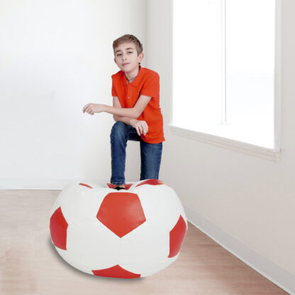 Fotoliu tip minge Mondo Ball, Bean Bag, alb-rosu, imitatie piele, 74 cm - imagine 5