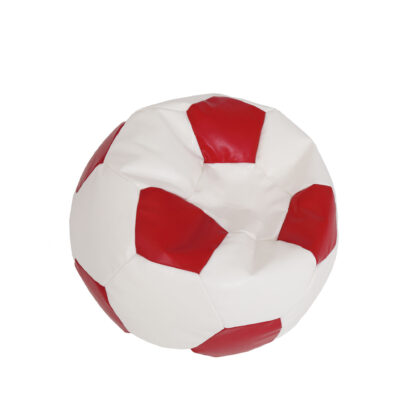 Fotoliu tip minge Extra Ball (XL), Bean Bag, alb-rosu, imitatie piele, 87 cm