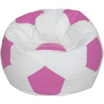Fotoliu tip minge Mondo Ball, Bean Bag, alb-roz, imitatie piele, 74 cm - imagine 3