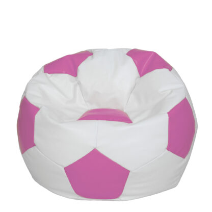 Fotoliu tip minge Mondo Ball, Bean Bag, alb-roz, imitatie piele, 74 cm - imagine 3