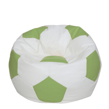 Fotoliu tip minge Mondo Ball, Bean Bag, alb-verde, imitatie piele, 74 cm