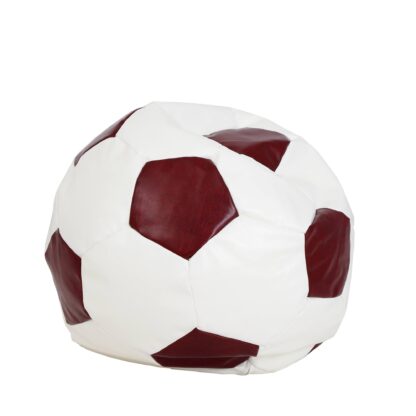 Fotoliu tip minge Mondo Ball, Bean Bag, alb-visiniu, imitatie piele, 74 cm
