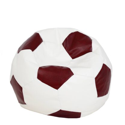 Fotoliu tip minge Mondo Ball, Bean Bag, alb-visiniu, imitatie piele, 74 cm - imagine 4