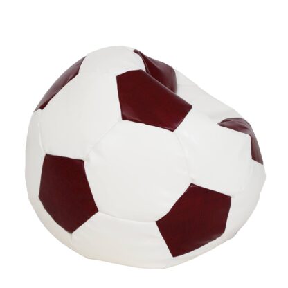 Fotoliu tip minge Mondo Ball, Bean Bag, alb-visiniu, imitatie piele, 74 cm - imagine 3