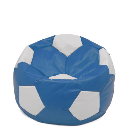 Fotoliu tip minge Mondo Ball, Bean Bag, albastru-alb, imitatie piele, 74 cm