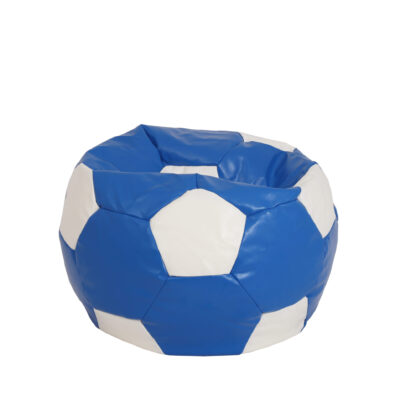 Fotoliu tip minge Baby Ball, Bean Bag, albastru-alb, imitatie piele, 59 cm - imagine 2