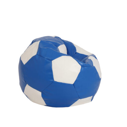 Fotoliu tip minge Extra Ball (XL), Bean Bag, albastru-alb, imitatie piele, 87 cm