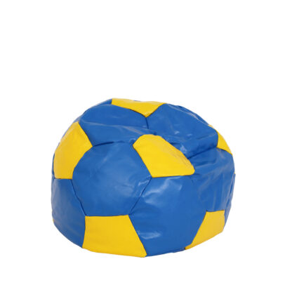 Fotoliu tip minge Mondo Ball, Bean Bag, albastru-galben, imitatie piele, 74 cm - imagine 2