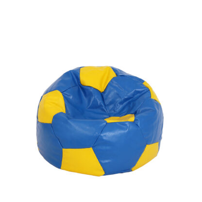 Fotoliu tip minge Baby Ball, Bean Bag, albastru-galben, imitatie piele, 59 cm
