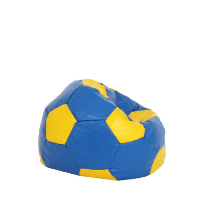 Fotoliu tip minge Mondo Ball, Bean Bag, albastru-galben, imitatie piele, 74 cm - imagine 4