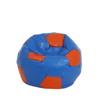 Fotoliu tip minge Baby Ball, Bean Bag, albastru-portocaliu, imitatie piele, 59 cm