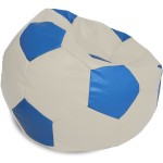 Fotoliu tip minge Mondo Ball, Bean Bag, crem-albastru, imitatie piele, 74 cm - imagine 2