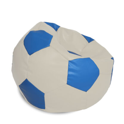Fotoliu tip minge Mondo Ball, Bean Bag, crem-albastru, imitatie piele, 74 cm - imagine 2
