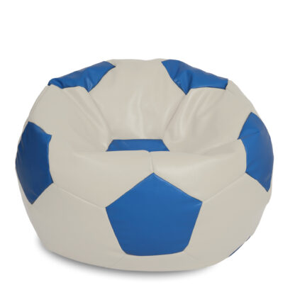 Fotoliu tip minge Mondo Ball, Bean Bag, crem-albastru, imitatie piele, 74 cm