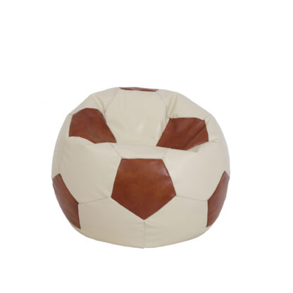 Fotoliu tip minge Mondo Ball, Bean Bag, crem-cognac, imitatie piele, 74 cm - imagine 3