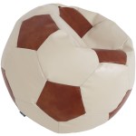 Fotoliu tip minge Mondo Ball, Bean Bag, crem-cognac, imitatie piele, 74 cm - imagine 2