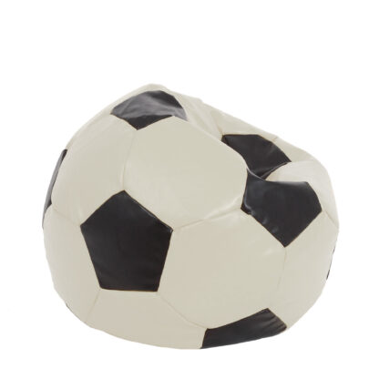 Fotoliu tip minge Mondo Ball, Bean Bag, crem-negru, imitatie piele, 74 cm - imagine 2