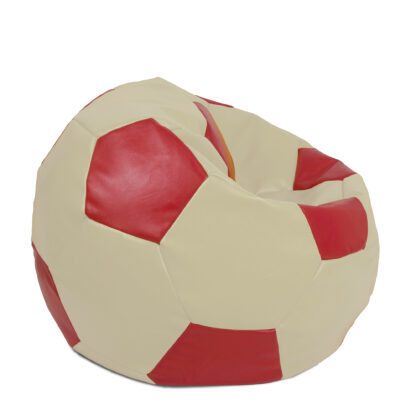 Fotoliu tip minge Mondo Ball, Bean Bag, crem-rosu, imitatie piele, 74 cm - imagine 2