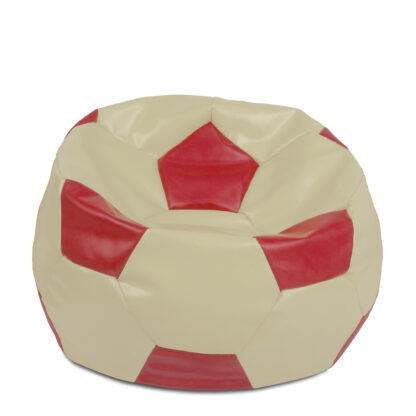 Fotoliu tip minge Mondo Ball, Bean Bag, crem-rosu, imitatie piele, 74 cm