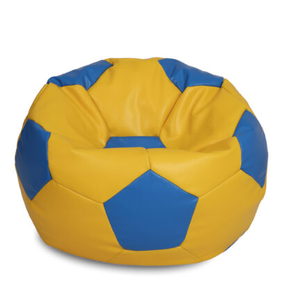 Fotoliu tip minge Mondo Ball, Bean Bag, galben-albastru, imitatie piele, 74 cm