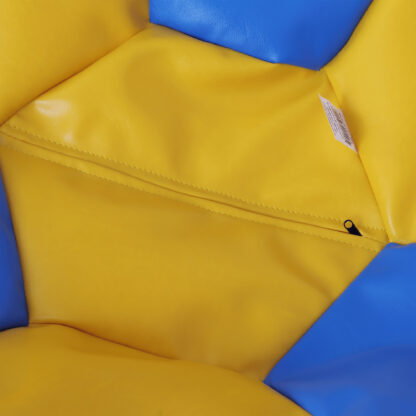 Fotoliu tip minge Mondo Ball, Bean Bag, galben-albastru, imitatie piele, 74 cm - imagine 3
