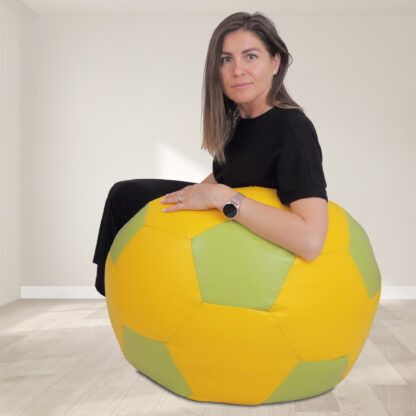 Fotoliu tip minge Mondo Ball, Bean Bag, galben-verde, imitatie piele, 74 cm - imagine 5
