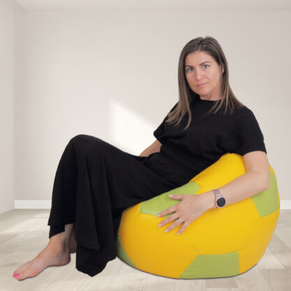 Fotoliu tip minge Mondo Ball, Bean Bag, galben-verde, imitatie piele, 74 cm - imagine 4