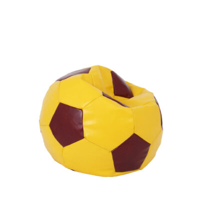 Fotoliu tip minge Mondo Ball, Bean Bag, galben-visiniu, imitatie piele, 74 cm - imagine 2
