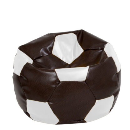 Fotoliu tip minge Mondo Ball, Bean Bag, maro-alb, imitatie piele, 74 cm