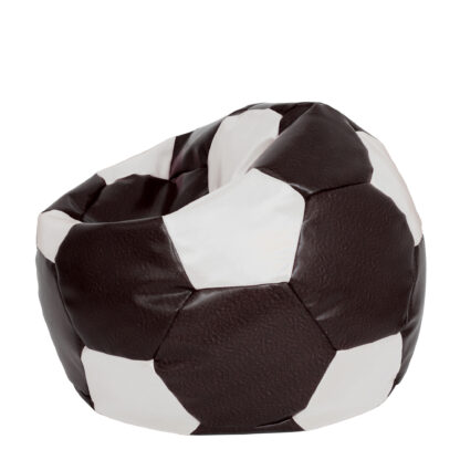 Fotoliu tip minge Mondo Ball, Bean Bag, maro-alb, imitatie piele, 74 cm - imagine 2