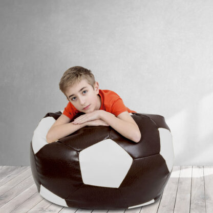 Fotoliu tip minge Mondo Ball, Bean Bag, maro-alb, imitatie piele, 74 cm - imagine 4