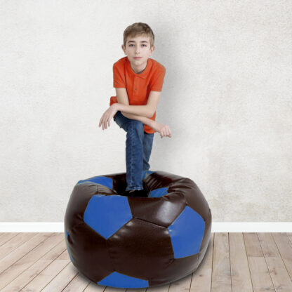 Fotoliu tip minge Mondo Ball, Bean Bag, maro-albastru, imitatie piele, 74 cm - imagine 4