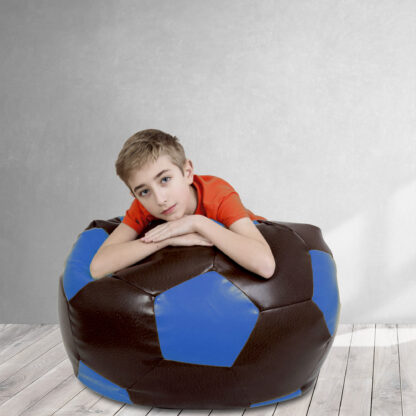 Fotoliu tip minge Mondo Ball, Bean Bag, maro-albastru, imitatie piele, 74 cm - imagine 5