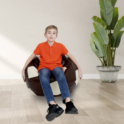 Fotoliu tip minge Mondo Ball, Bean Bag, maro-crem, imitatie piele, 74 cm - imagine 5