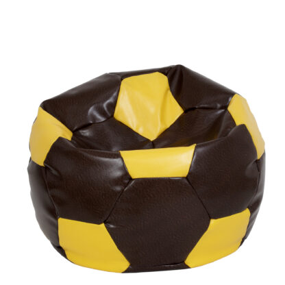 Fotoliu tip minge Mondo Ball, Bean Bag, maro-galben, imitatie piele, 74 cm