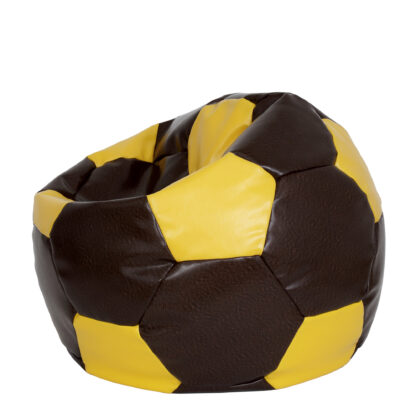 Fotoliu tip minge Mondo Ball, Bean Bag, maro-galben, imitatie piele, 74 cm - imagine 2