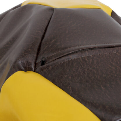 Fotoliu tip minge Mondo Ball, Bean Bag, maro-galben, imitatie piele, 74 cm - imagine 3