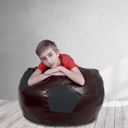 Fotoliu tip minge Mondo Ball, Bean Bag, maro-negru, imitatie piele, 74 cm - imagine 4